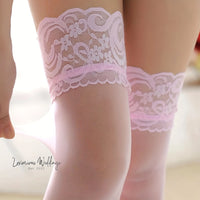 Lace Trim Thigh High Stockings Luxurious Weddings
