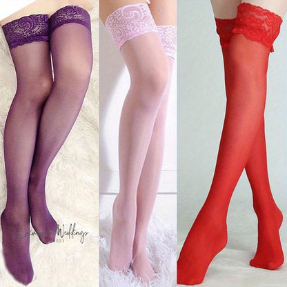 Lace Trim Thigh High Stockings Luxurious Weddings