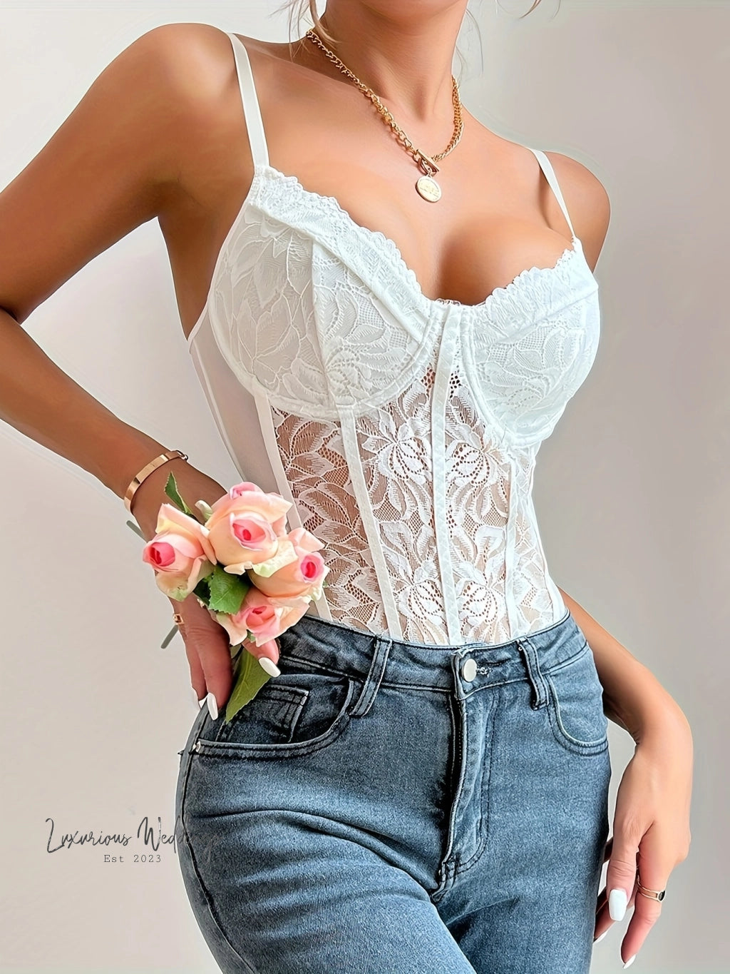 Floral Corset Cami Bodysuit Matching sets Luxurious Weddings
