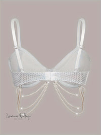 Shiny Geo Pattern Bra with Faux Pearl Chain Sequin bra Luxurious Weddings