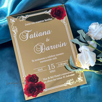 Custom Acrylic Wedding Invitation Set - Mirror Gold, Silver, Rose Gold - 10pcs Invitations Luxurious Weddings