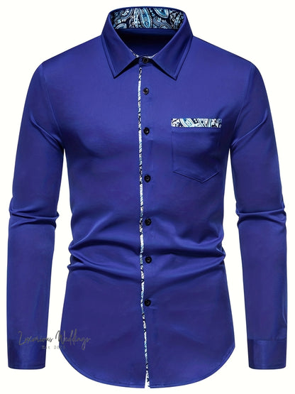 Stylish Men's Paisley Button Up Shirt Men's Shirts Luxurious Weddings