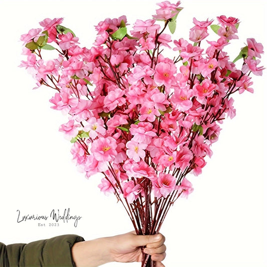Realistic Peach Blossom Artificial Flower - 10pcs Realistic Peach Blossom Luxurious Weddings