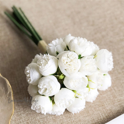 Artificial Camellia Bouquet 27pcs Artificial Camelias Luxurious Weddings