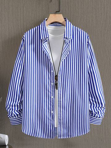 Men's Striped Button-Front Shirt Men Shirts Luxurious Weddings
