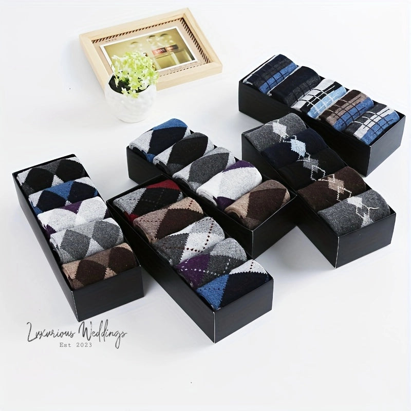 Men's Geometric Pattern Crew Socks Mens socks Luxurious Weddings