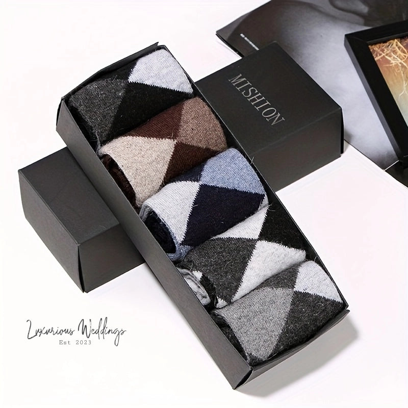 Men's Geometric Pattern Crew Socks Mens socks Luxurious Weddings