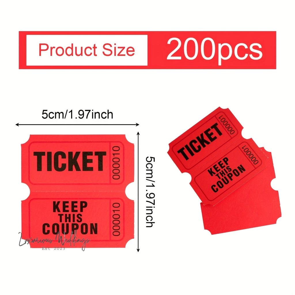 200 Red Raffle Tickets | Luxurious Weddings Raffle Tickets Luxurious Weddings