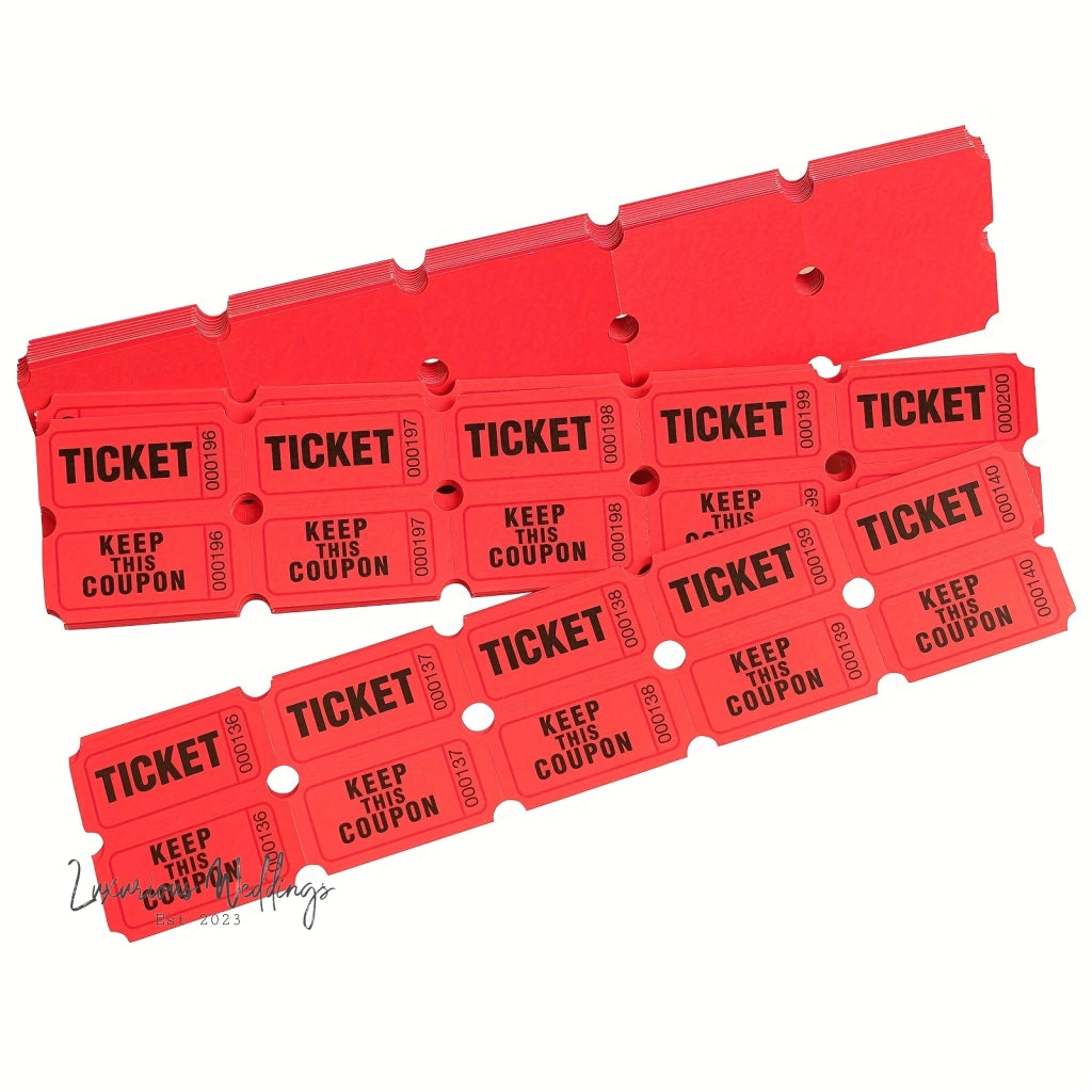 200 Red Raffle Tickets | Luxurious Weddings Raffle Tickets Luxurious Weddings