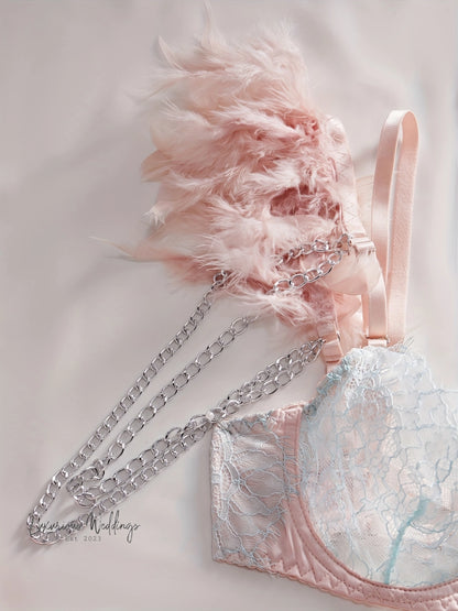 3PC: Feather Lingerie Set bridal lingerie Luxurious Weddings