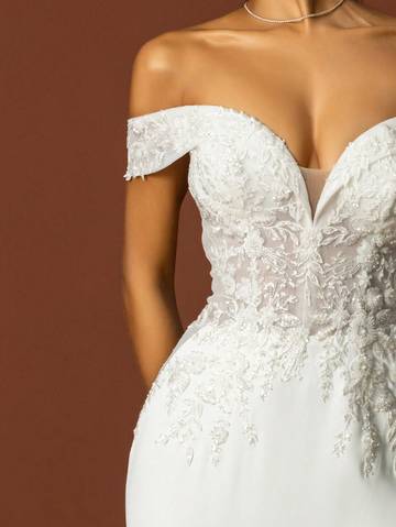 Beaded Embroidery Off Shoulder Train Wedding Dress Wedding Dresses Luxurious Weddings