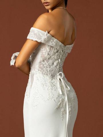 Beaded Embroidery Off Shoulder Train Wedding Dress Wedding Dresses Luxurious Weddings