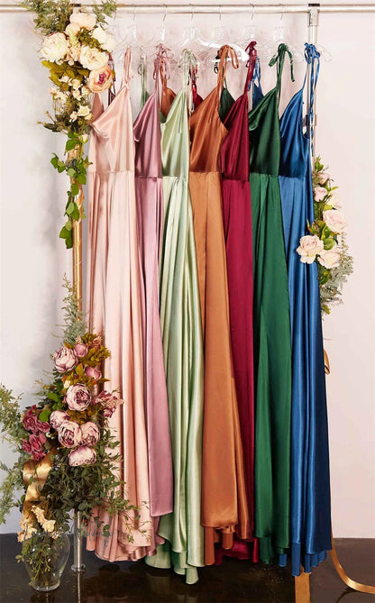 Satin Maxi Dress with Sage Green Cowl Neck Maxi Dress Luxurious Weddings