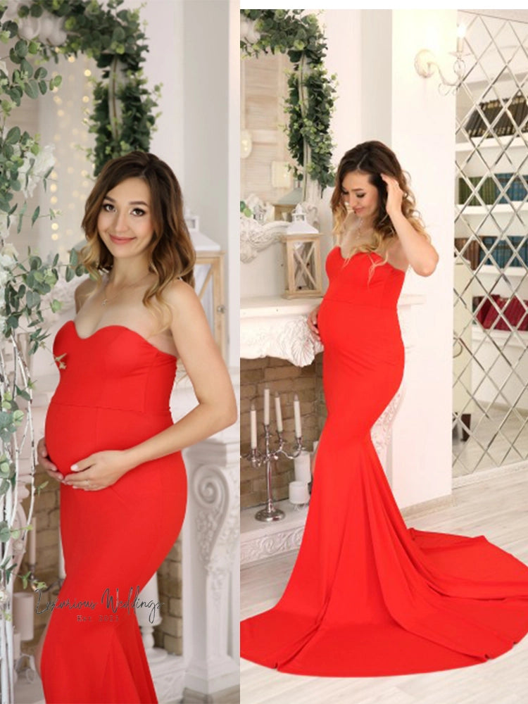 Sexy Strapless Black Maxi Dress - Red Women's Evening Gown Formal dress Luxurious Weddings