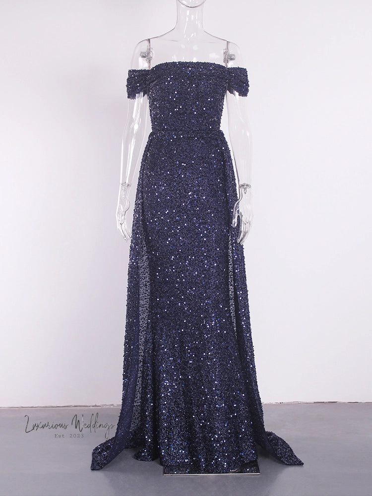 Dazzling Off Shoulder Sequin Party Dress Sequin Dress Luxurious Weddings