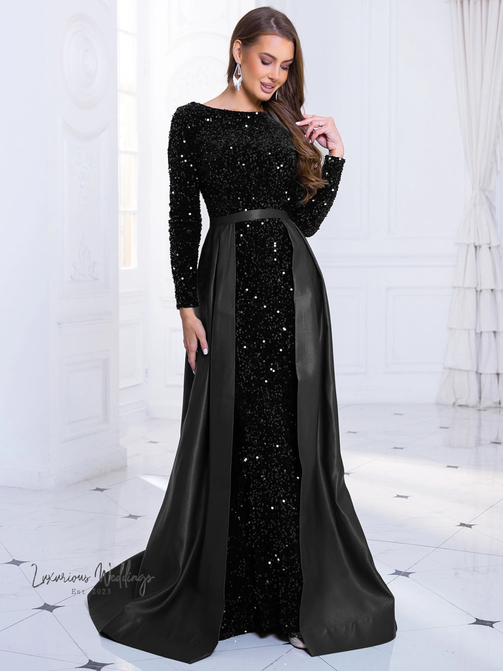Red Sequin Party Dress with Detachable Skirt Sequin Dress Luxurious Weddings