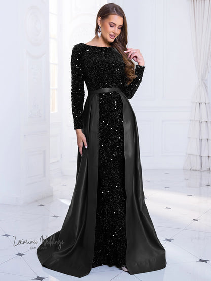 Red Sequin Party Dress with Detachable Skirt Sequin Dress Luxurious Weddings