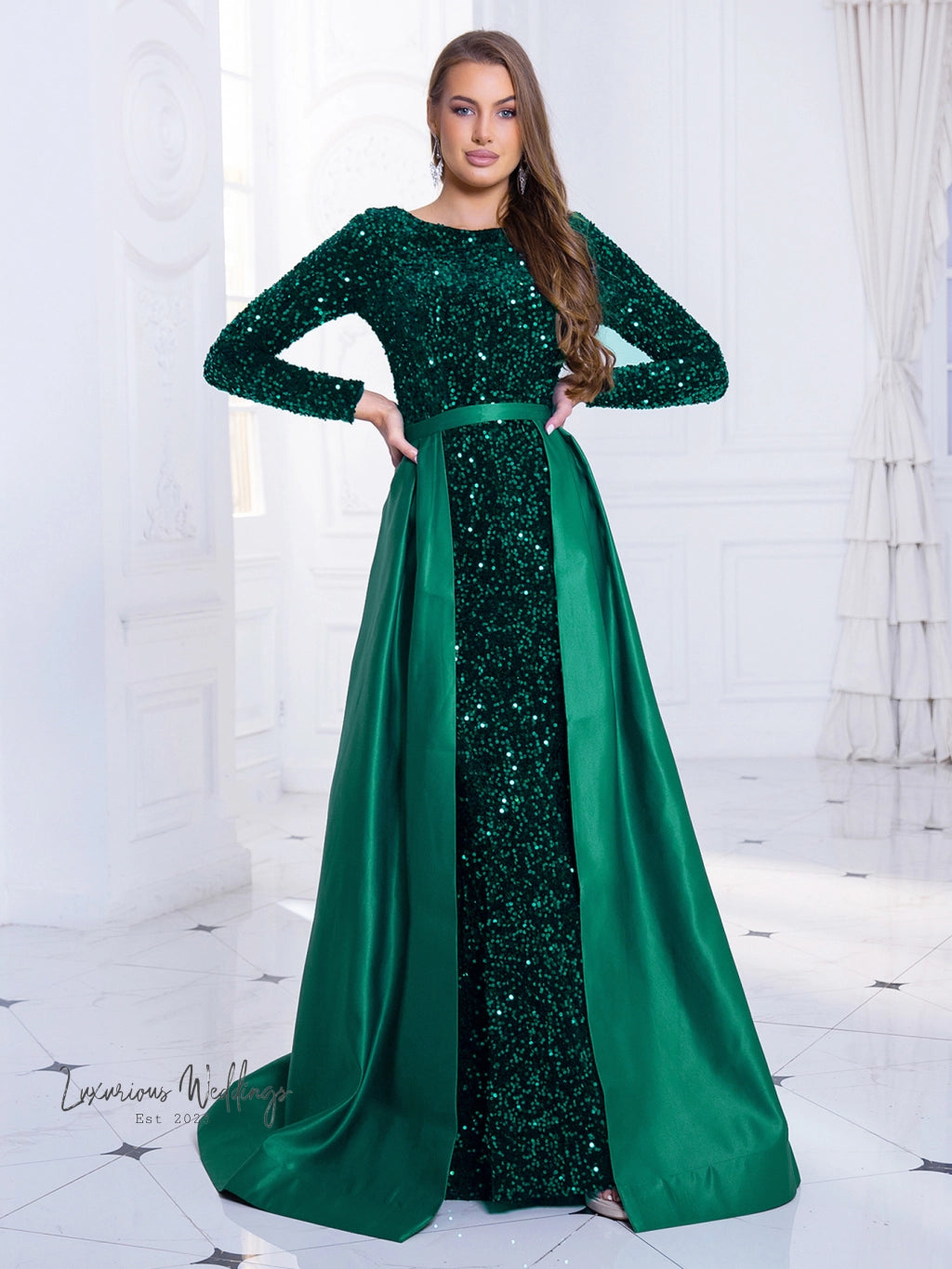 Red Sequin Party Dress with Detachable Skirt Sequin Dress Luxurious Weddings