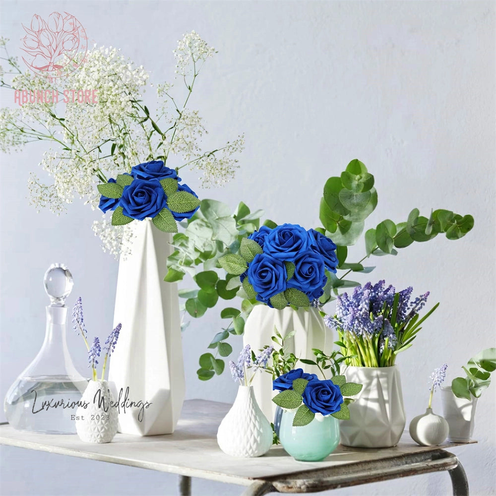 25/30Pcs Artificial Sapphire Blue Roses By Luxurious Artificial Flowers Luxurious Weddings