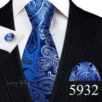 Barry·Wang Blue Green Teal Leaves Neck Tie Set By Luxurious Mens Ties Luxurious Weddings