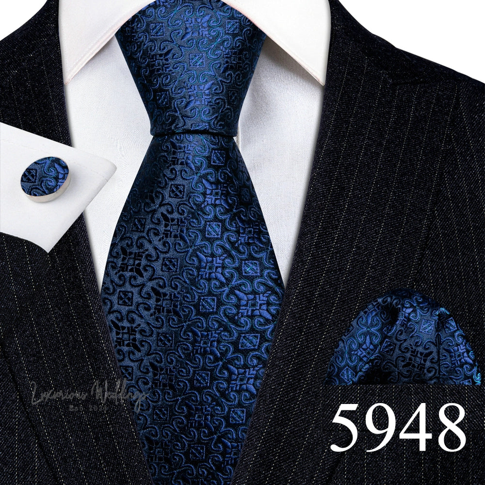 Barry·Wang Blue Green Teal Leaves Neck Tie Set By Luxurious Mens Ties Luxurious Weddings