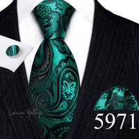 Barry·Wang Blue Green Teal Leaves Neck Tie Set By Luxurious Mens Ties Luxurious Weddings