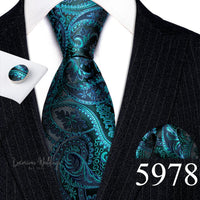 Barry·Wang Blue Green Teal Leaves Neck Tie Set By Luxurious Mens Ties Luxurious Weddings