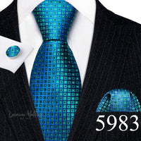 Barry·Wang Blue Green Teal Leaves Neck Tie Set By Luxurious Mens Ties Luxurious Weddings