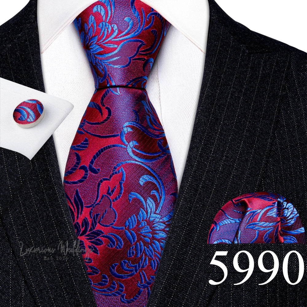 Barry·Wang Blue Green Teal Leaves Neck Tie Set By Luxurious Mens Ties Luxurious Weddings