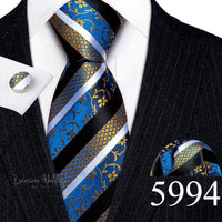 Barry·Wang Blue Green Teal Leaves Neck Tie Set By Luxurious Mens Ties Luxurious Weddings