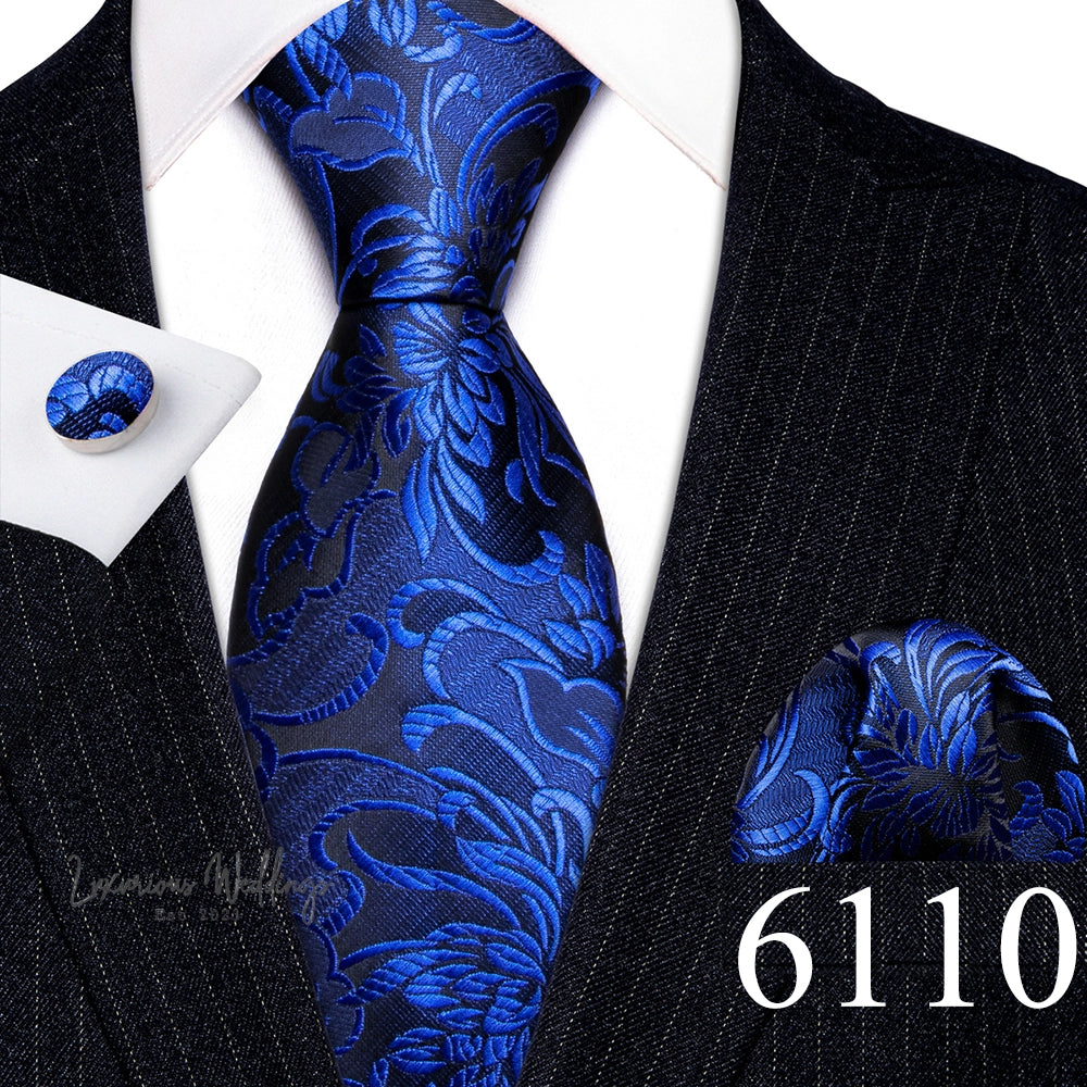Barry·Wang Blue Green Teal Leaves Neck Tie Set By Luxurious Mens Ties Luxurious Weddings