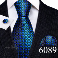 Barry·Wang Blue Green Teal Leaves Neck Tie Set By Luxurious Mens Ties Luxurious Weddings