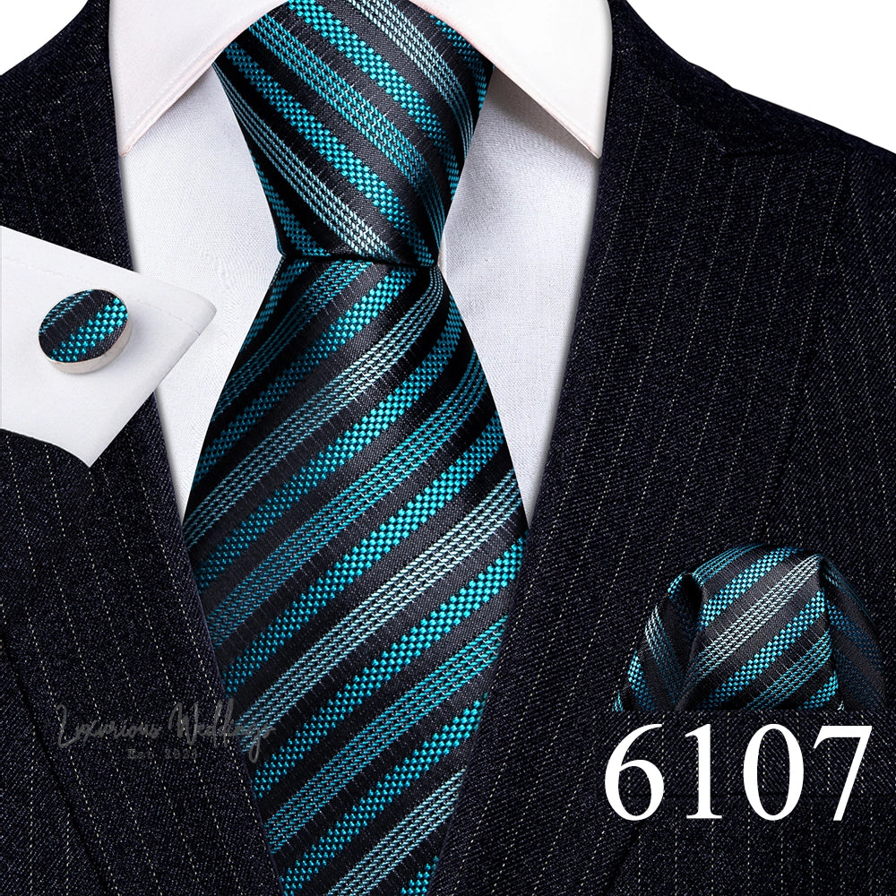 Barry·Wang Blue Green Teal Leaves Neck Tie Set By Luxurious Mens Ties Luxurious Weddings