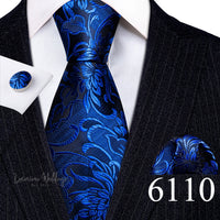 Barry·Wang Blue Green Teal Leaves Neck Tie Set By Luxurious Mens Ties Luxurious Weddings