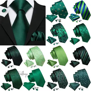 Olive Green Tie Set Necktie set Luxurious Weddings
