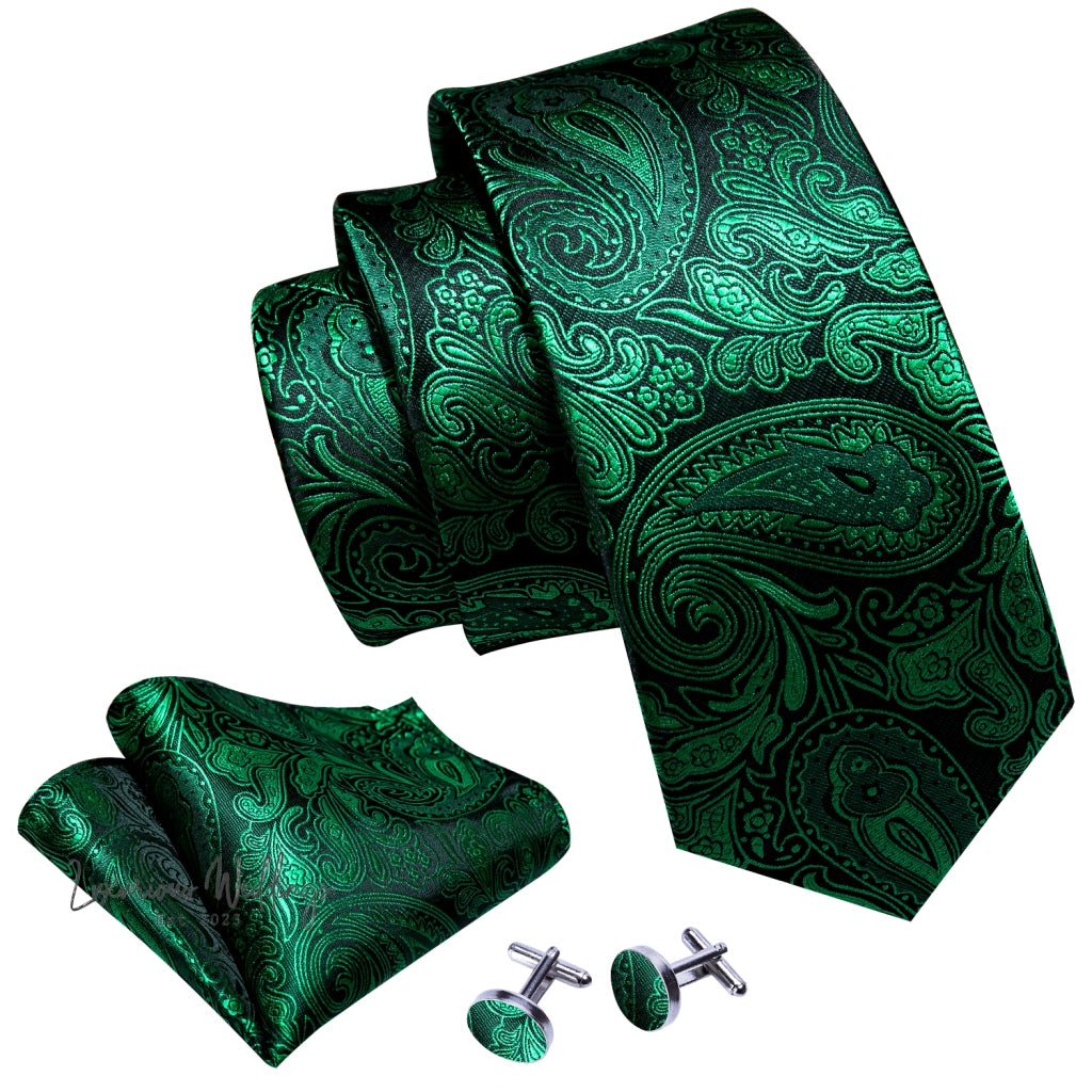 Olive Green Tie Set Necktie set Luxurious Weddings