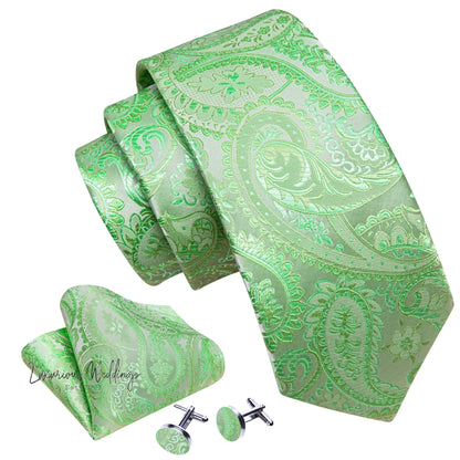 Olive Green Tie Set Necktie set Luxurious Weddings