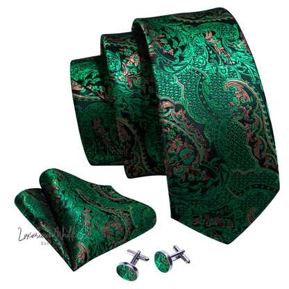 Olive Green Tie Set Necktie set Luxurious Weddings