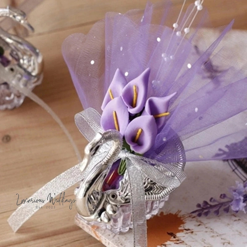 Acrylic Swan Wedding Favor Boxes - 12 Set Favors Box Luxurious Weddings