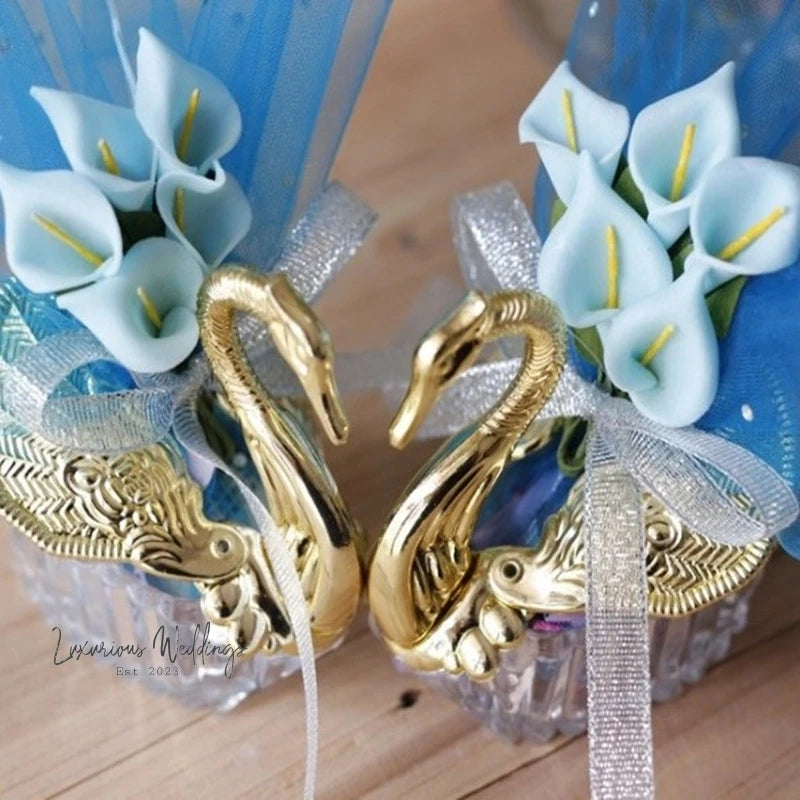 Acrylic Swan Wedding Favor Boxes - 12 Set Favors Box Luxurious Weddings