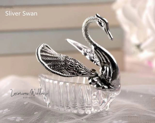 Acrylic Swan Wedding Favor Boxes - 12 Set Favors Box Luxurious Weddings