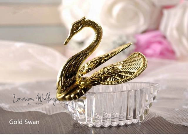 Acrylic Swan Wedding Favor Boxes - 12 Set Favors Box Luxurious Weddings