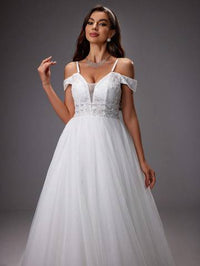 Off Shoulder Embroidered Sequin Mesh Wedding Dress Wedding Dresses Luxurious Weddings
