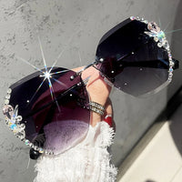 Vintage Rimless Rhinestone Sunglasses Sunglasses Luxurious Weddings