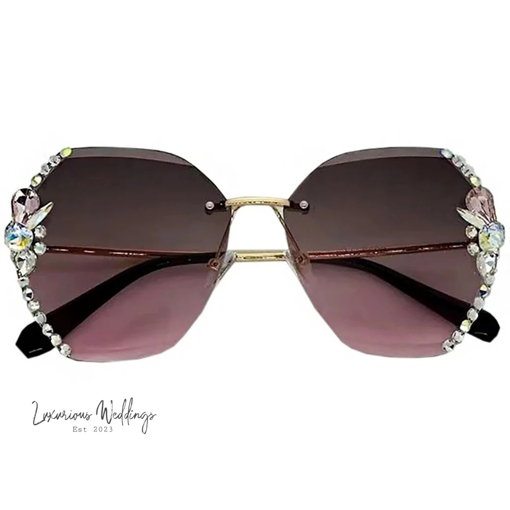Vintage Rimless Rhinestone Sunglasses Sunglasses Luxurious Weddings