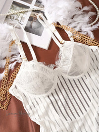 Romantic Lace Feather Bodysuit bodysuit Luxurious Weddings