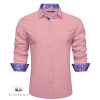 Luxury Silk Long Sleeve Men's Shirt - Slim Fit White with Red Patch Silk Sleeve Shirt Luxurious Weddings