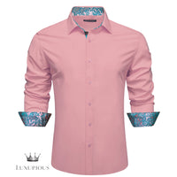 Luxury Silk Long Sleeve Men's Shirt - Slim Fit White with Red Patch Silk Sleeve Shirt Luxurious Weddings