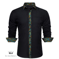 Luxury Silk Long Sleeve Men's Shirt - Slim Fit White with Red Patch Silk Sleeve Shirt Luxurious Weddings