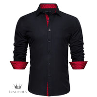 Luxury Silk Long Sleeve Men's Shirt - Slim Fit White with Red Patch Silk Sleeve Shirt Luxurious Weddings